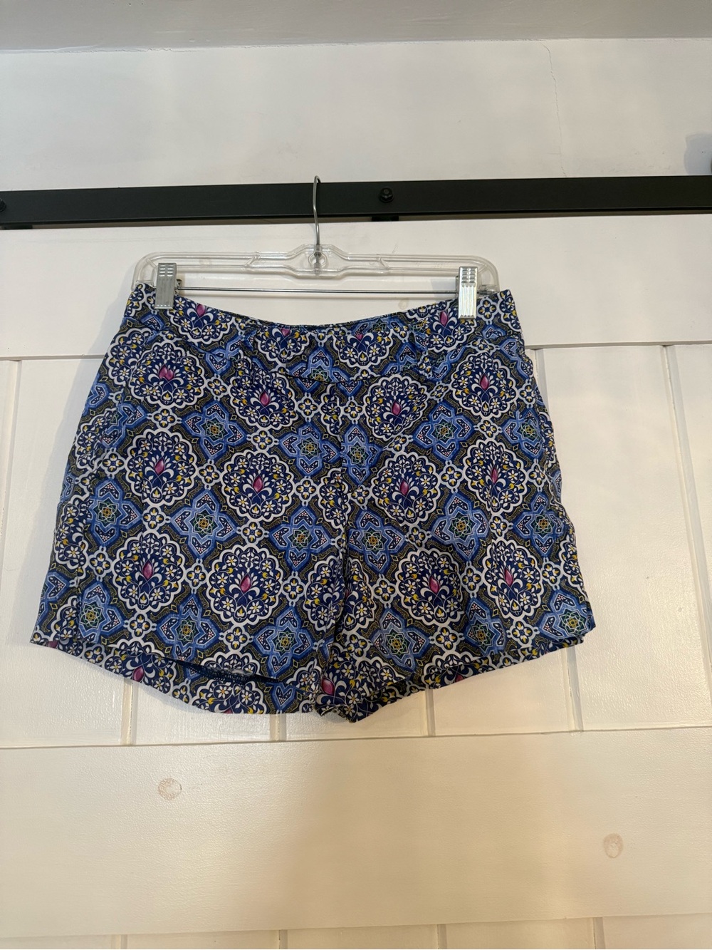 Level 99 Blue Patterned Women's Shorts with Pink Accents